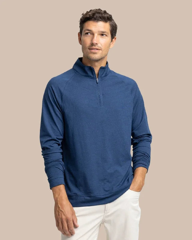 Plus Size Men's Long - Sleeve Thermal Pullover in Black for Extra Warmth in Cold Weather Cruiser Heather Quarter Zip Pullover