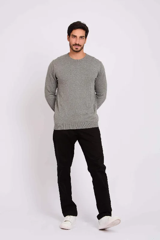 Men's Metallic - Trimmed Pullover in Silver for a Glamorous Party Outfit Pullover