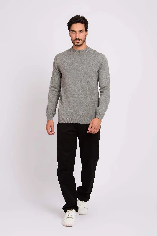 Slim Fit Men's Cotton Pullover in Navy Blue for a Classic Office Attire Pullover
