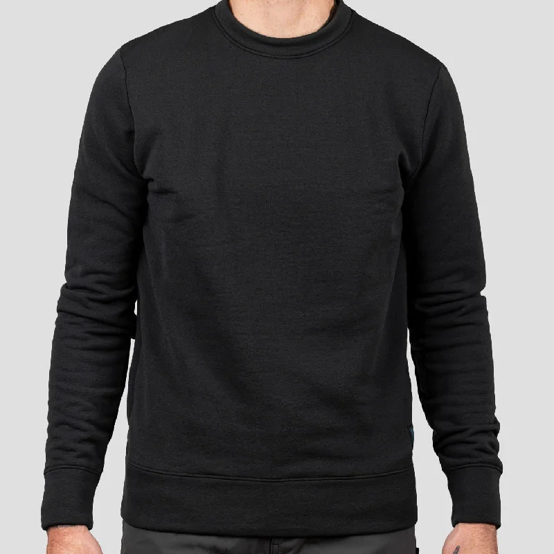 Men's Chunky Knit Wool Pullover in Dark Gray for a Cozy Winter Look Men's Decadent Merino Pullover (limited edition) - Obsidian