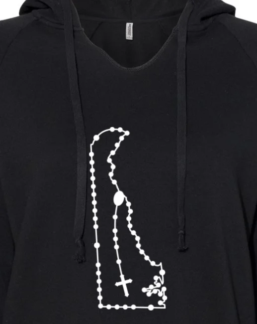 Men hoodie with a drawstring hood and adjustable hem Delaware Catholic Rosary Drop Hoodie
