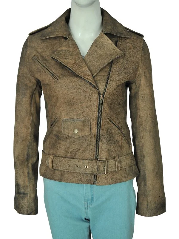 Men leather parkas with a removable fur - trimmed hood for a versatile and stylish look Dirty Brown Distressed Leather Jacket