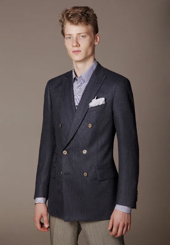 Men Blazers with Military - Style Patterns for a Tough Look​ Double-Breasted Blazer "SAVILE" / Cashmere by Loro Piana