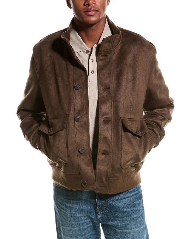 Men down jackets with an adjustable hem to seal out the cold air Elie Tahari Button-Down Jacket