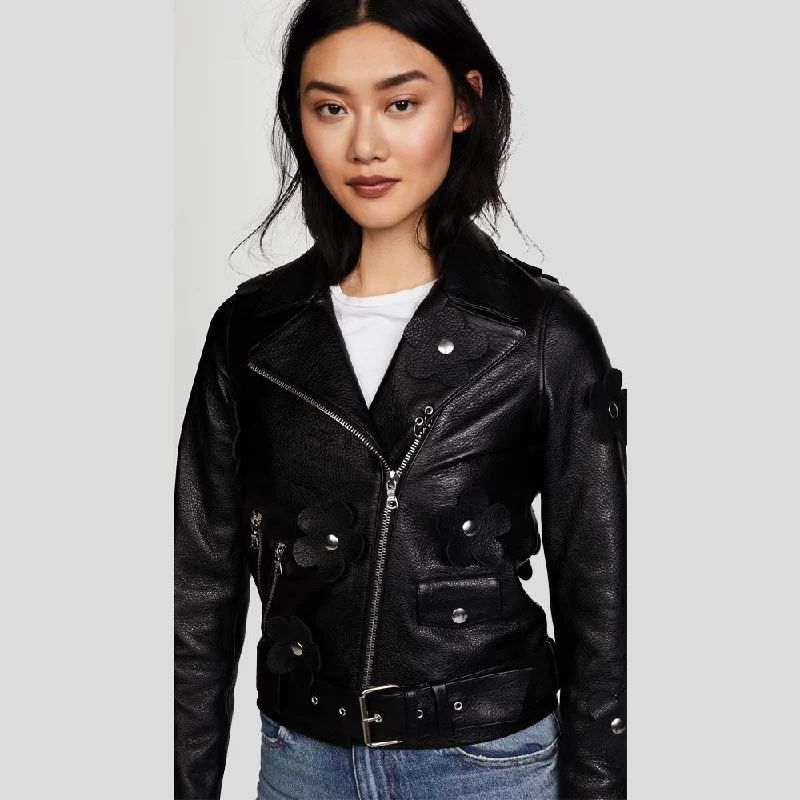 Men leather vests with a zip - front for easy layering and a cool biker - inspired style Florence Black Biker Leather Jacket