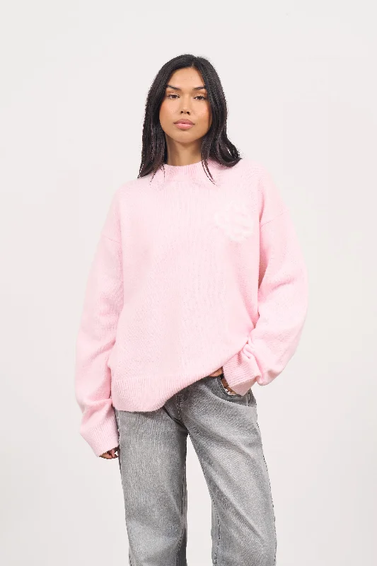 Moisture - wicking men sweatshirt for workouts FLUFFY EMBLEM KNITTED CREW - PINK