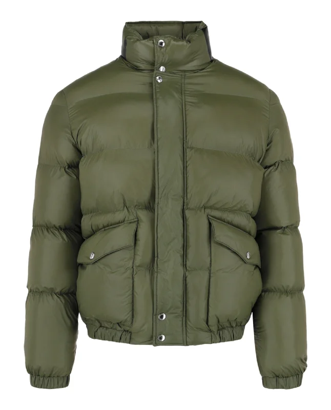 Men down jackets with a built - in hand - warmer pocket for cold fingers Graffiti Logo-Print Puffer Jacket
