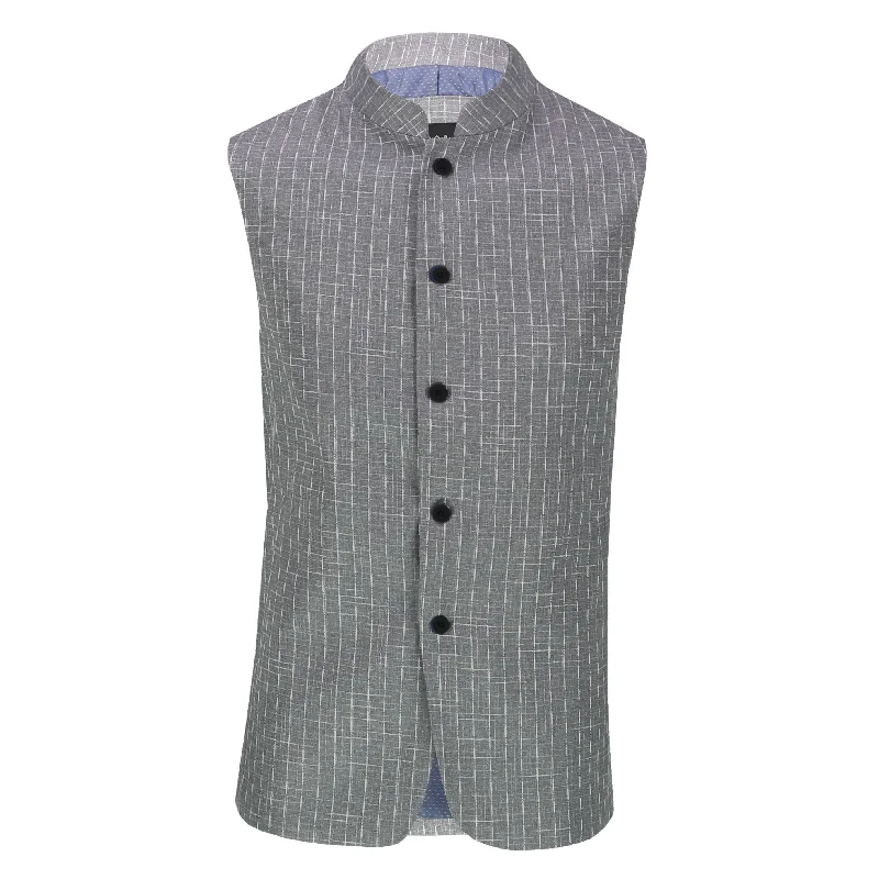 Embroidered men waistcoats with intricate designs for a unique look GREY NEHRU STYLE WAISTCOAT