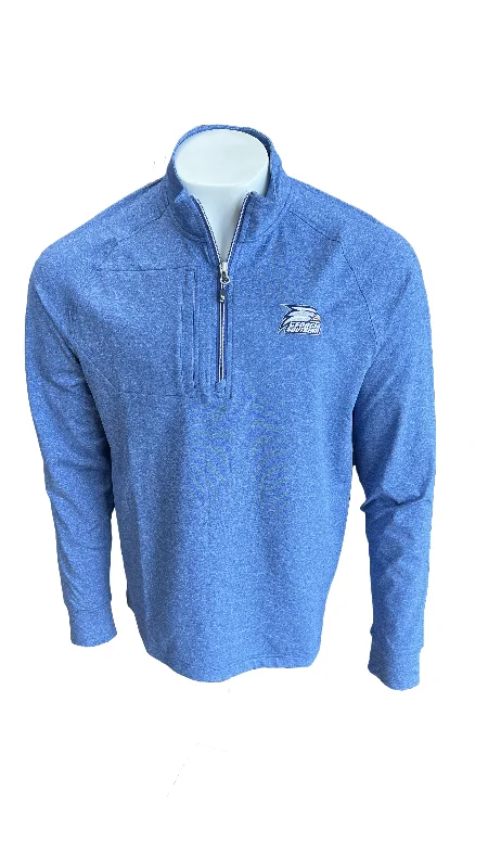 Men's Cable - Knit Pullover in Cream with a Traditional Pattern for a Timeless Appeal Cutter & Buck GSU Adapt Eco Knit Heather Mens Quarter Zip Pullover