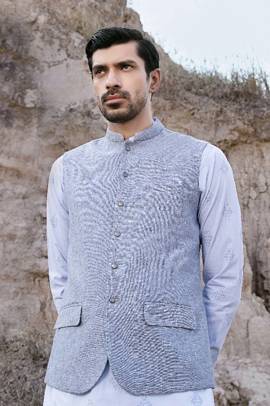 Velvet men waistcoats in rich jewel tones for a luxurious feel Waistcoat Chambray Blue GTS-W23-12
