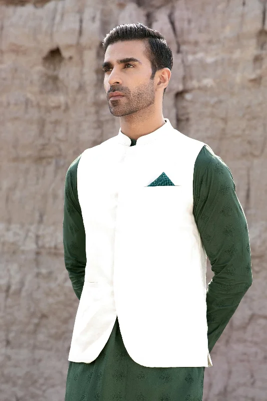 Tailored men vest to pair with a three - piece suit Waistcoat White GTS-W23-14
