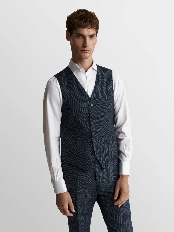 Embroidered men waistcoats with intricate designs for a unique look Hamlyn Coolmax Slim Denim Birdseye Waistcoat