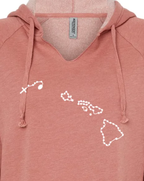Water - resistant men hoodie for rainy days Hawaii Catholic Rosary Drop Hoodie