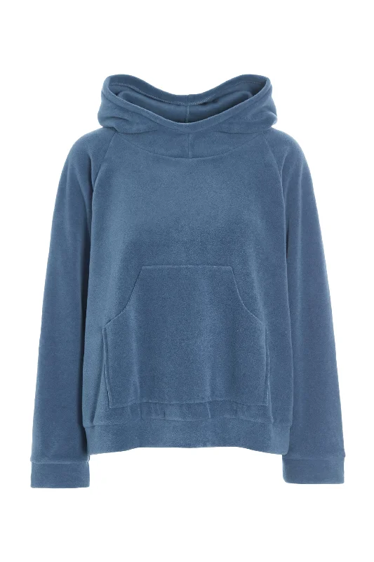 Men fleece quarter - zip pullovers with thumbholes HOODIE - 1383 - DUSTY BLUE