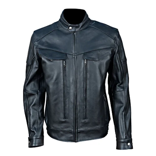 Men leather hunting jackets with a camouflage - printed leather for outdoor pursuits Huxley Black Motorcycle leather jacket with Storage pockets