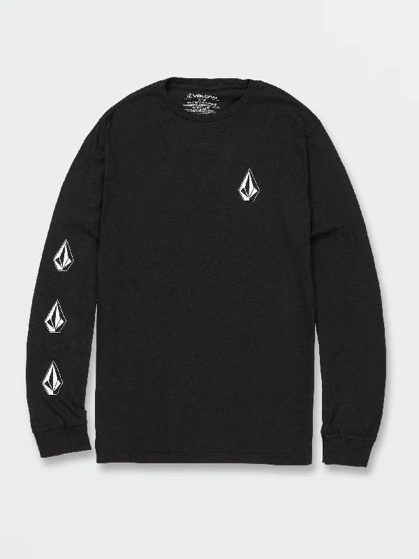 Oversized men hoodie with dropped shoulders for a streetwear look Iconic Stone Long Sleeve Tee - Black