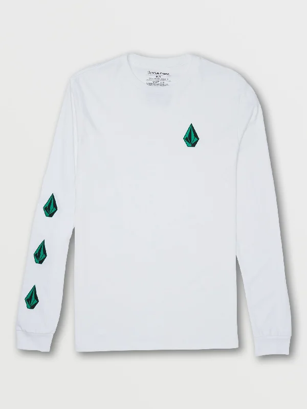 Halloween - themed men hoodie with spooky prints Iconic Stone Long Sleeve Tee - White