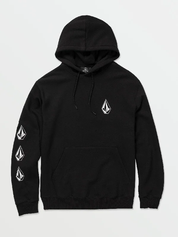 Fleece - lined men hoodie for extreme cold weather Iconic Stone Pullover Hoodie - Black