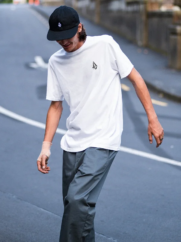 Solid - color men hoodie in trendy olive green Iconic Stone Short Sleeve Tee - White