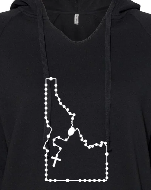 Organic cotton men hoodie for a sustainable and soft feel Idaho Catholic Rosary Drop Hoodie