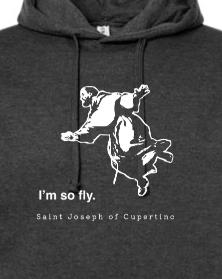 Solid - color men hoodie in trendy olive green I'm So Fly - St. Joseph of Cupertino Hoodie Sweatshirt