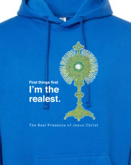 Lightweight men hoodie with mesh panels for breathability I'm the Realest - Real Presence of Christ in the Eucharist Hoodie Sweatshirt