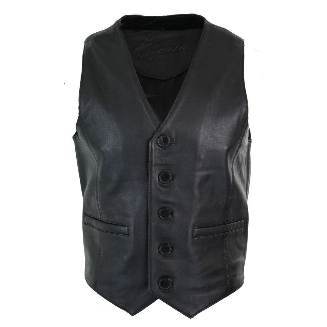 Sleeveless men waistcoats with a high - cut armhole for ease of movement Men's Leather Gilet Waistcoat Classic Black Camel