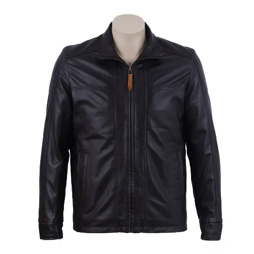 Men leather raincoats with a waterproof membrane for staying dry in wet conditions Jace Black Premium zippered Leather Jacket