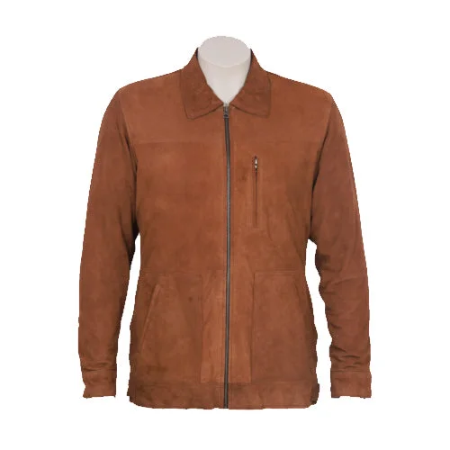 Men leather anoraks with a hooded design for protection against wind and rain Jace tan suede leather jacket