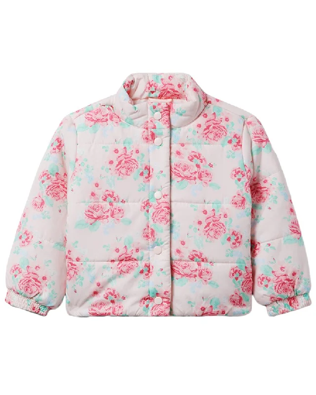 Men down jackets with a drawstring hood for a snug fit in windy conditions Janie and Jack Floral Puffer Jacket