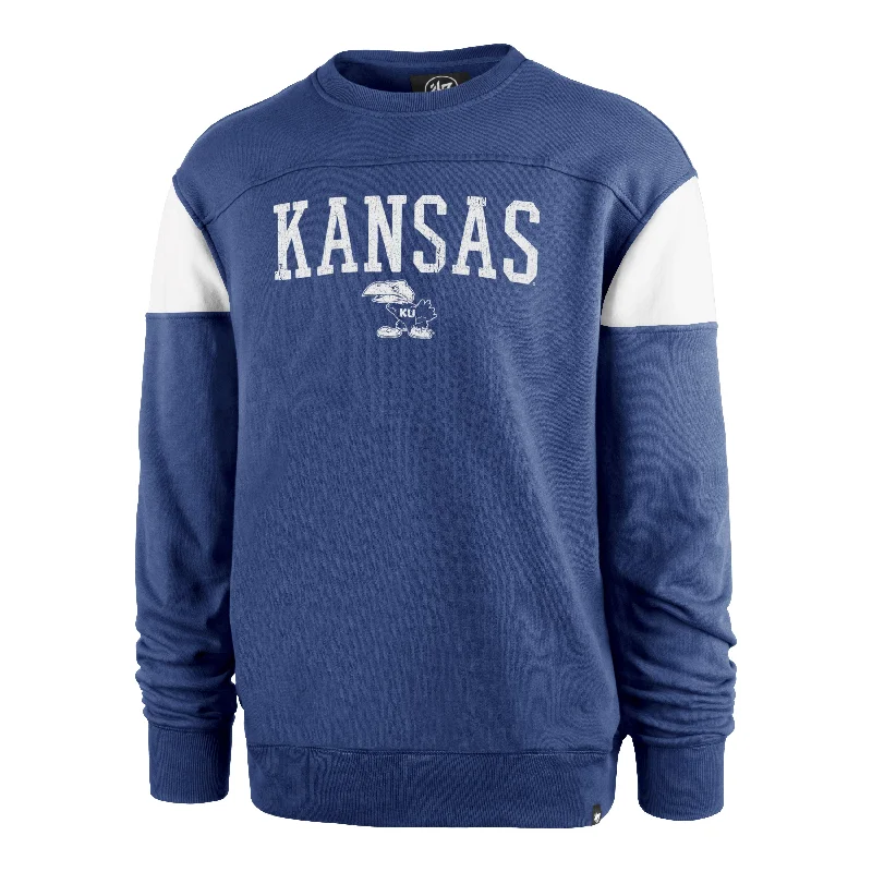 Men sweatshirt with a high - neck for added style KANSAS JAYHAWKS VINTAGE GROUNDBREAK '47 ONSET CREW