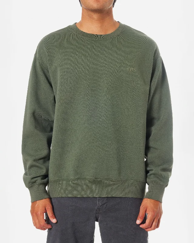 Zip - up men sweatshirt for easy on - and - off Embroidered Crew Fleece Sweatshirt in Thyme