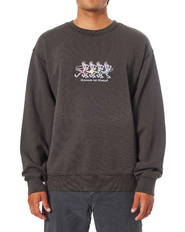 Thermal men sweatshirt for cold - weather activities Hermanos Crew Sweatshirt in Black Wash