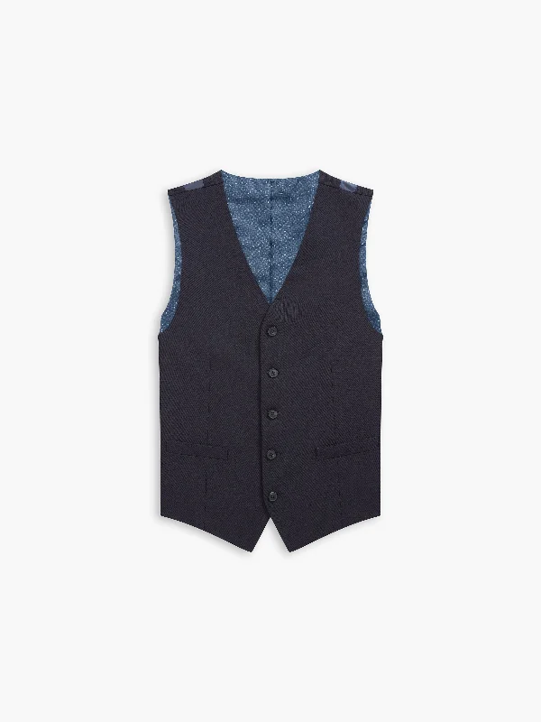 Linen men vest in earthy tones for a summer beach vibe Kennington Wool Slim Navy Waistcoat