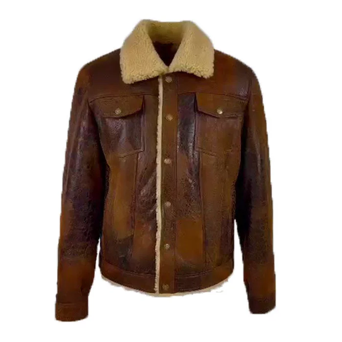 Men leather vests with a zip - front for easy layering and a cool biker - inspired style Kevin's Vintage trucker style shearling jacket