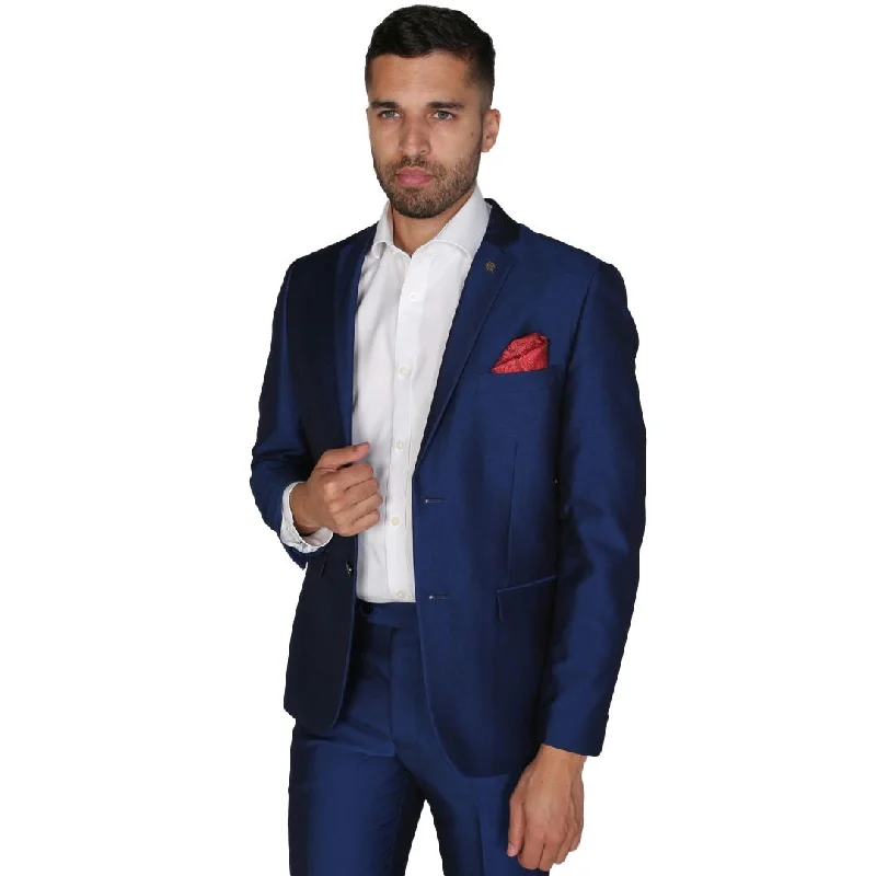 Two - Button Men Blazers in Timeless Designs​ Kingsley - Men's Plain Blue Blazer Wedding Prom