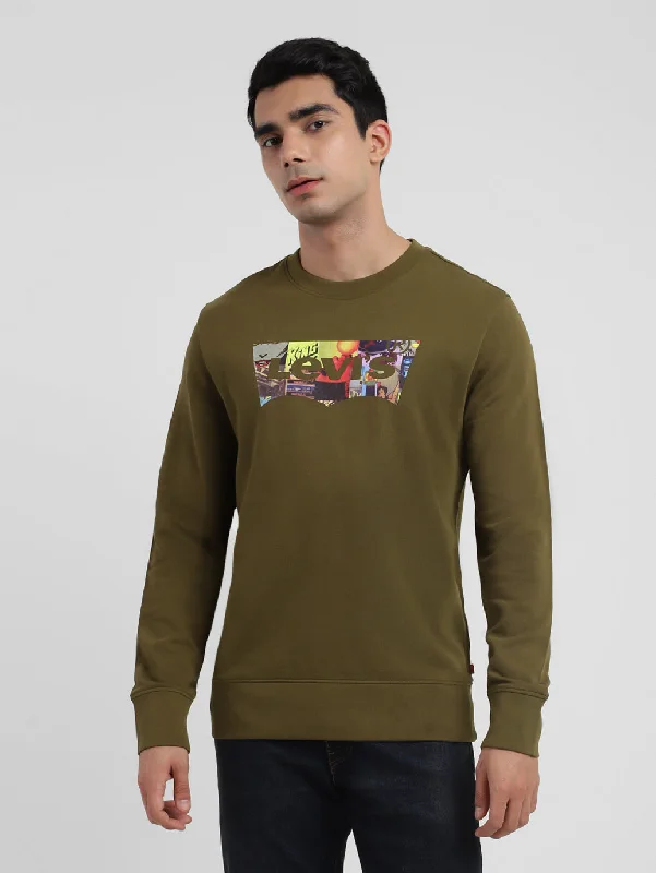 Men sweatshirt with a high - neck for added style Men's Printed Crew Neck Sweatshirt