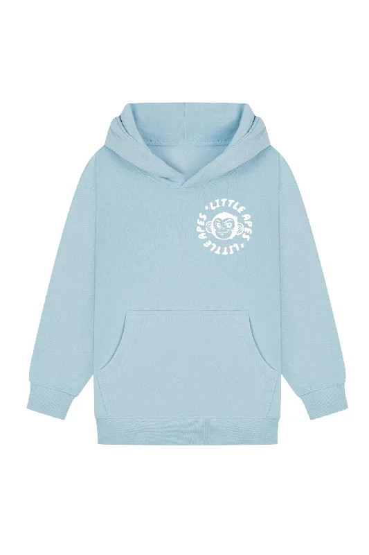 Men hoodie with a kangaroo pocket and ribbed cuffs Little Apes Classic Hoodie - Light Blue