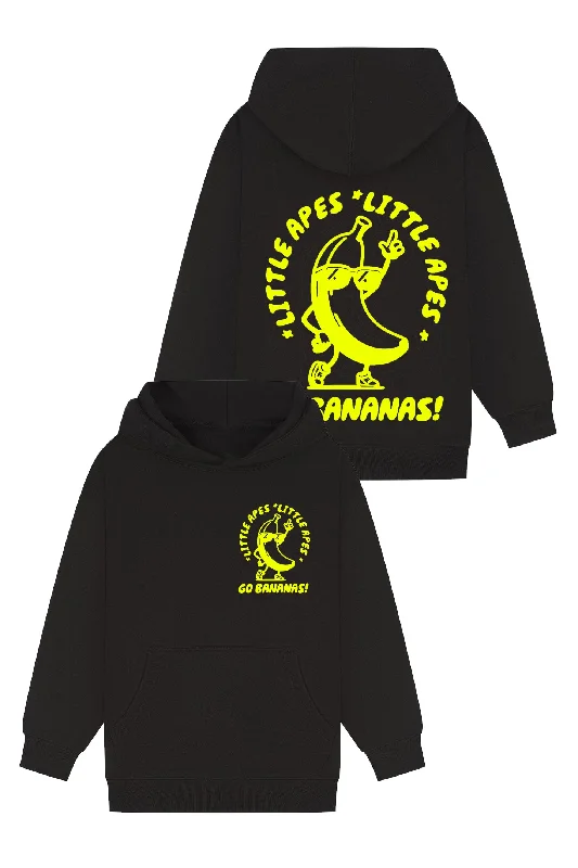 Tech - friendly men hoodie with a built - in headphone jack Little Apes Go Bananas! Hoodie - Black/Yellow