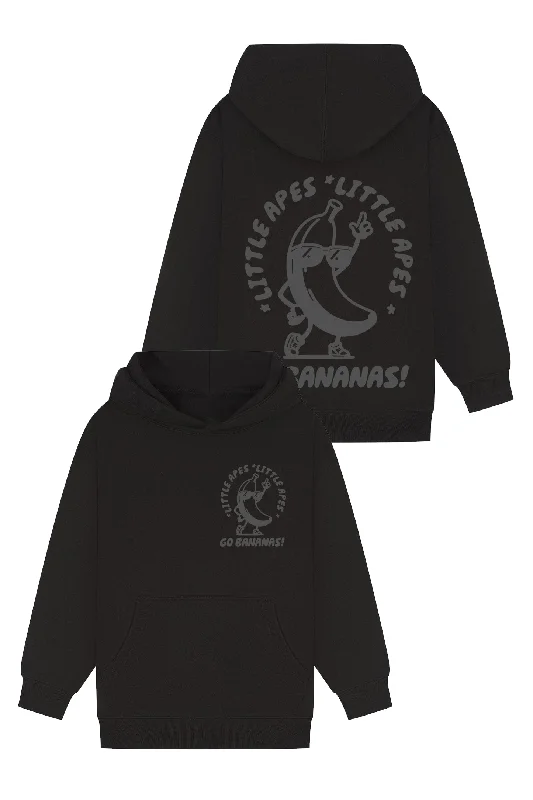Fleece - lined men hoodie for extreme cold weather Little Apes Go Bananas! Hoodie - Black