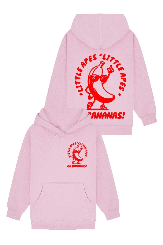 Zip - up men hoodie with multiple pockets for storage Little Apes Go Bananas! Hoodie - Light Pink