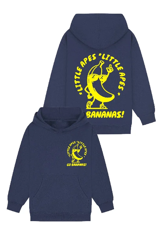 Solid - color men hoodie in trendy olive green Little Apes Go Bananas! Hoodie - Navy