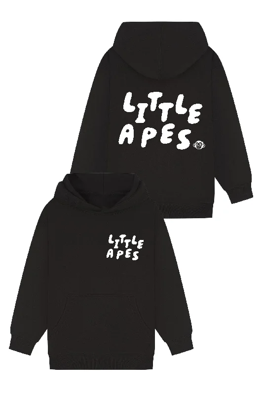 Retro - inspired men hoodie with a varsity logo Little Apes Letters Hoodie - Black