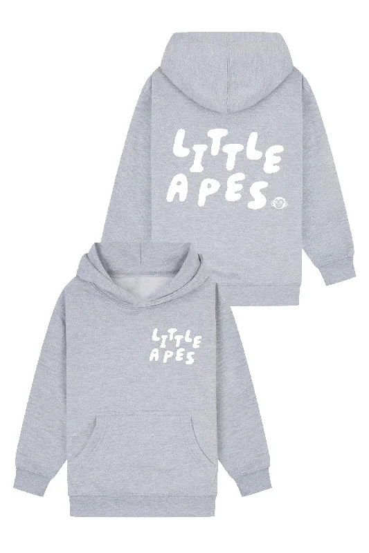 Water - resistant men hoodie for rainy days Little Apes Letters Hoodie - Sports Grey