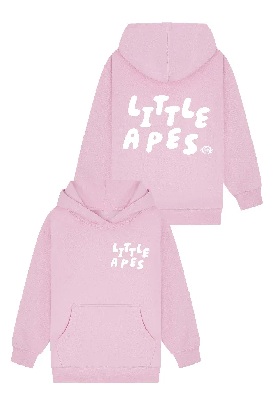 Slim - fit men hoodie to pair with skinny jeans Little Apes Letters Hoodie - Light Pink