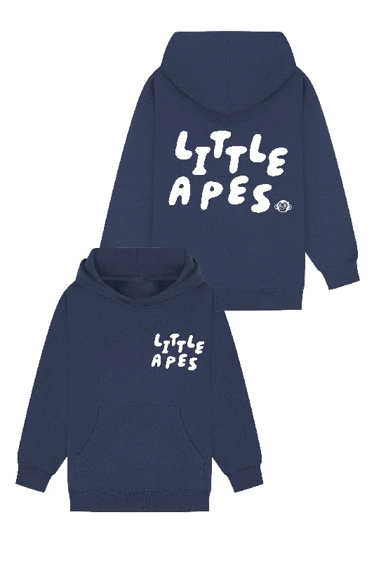 Luxury men hoodie made from cashmere - blend material Little Apes Letters Hoodie - Navy