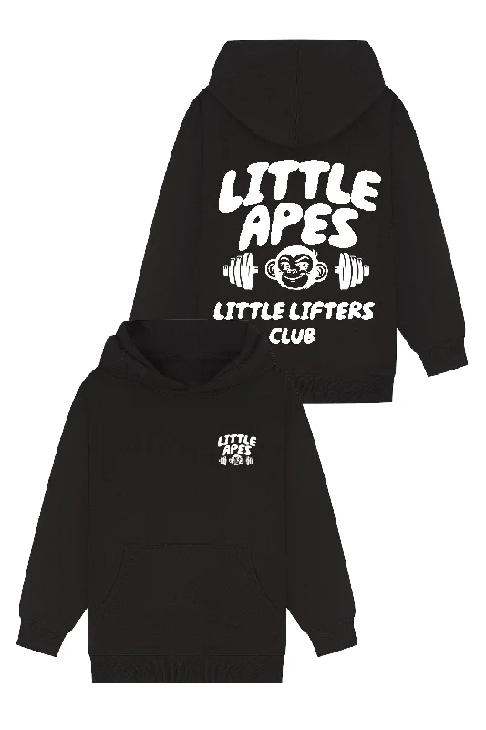 Oversized men hoodie with dropped shoulders for a streetwear look Little Apes Little Lifters Club Hoodie - Black