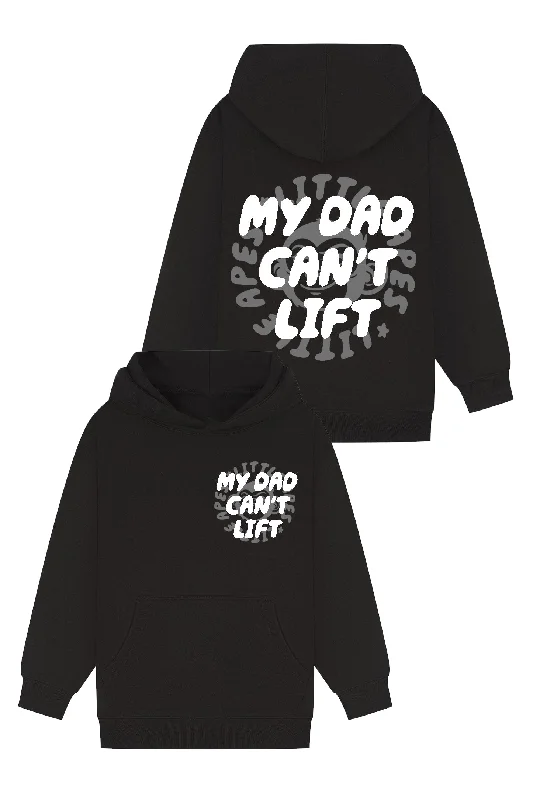 Oversized men hoodie with dropped shoulders for a streetwear look Little Apes My Dad Can't Lift Hoodie - Black