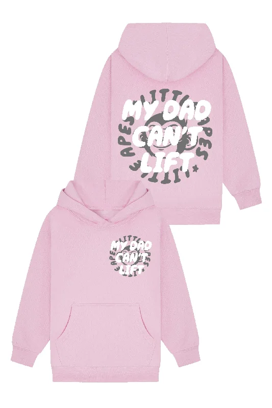 Tech - friendly men hoodie with a built - in headphone jack Little Apes My Dad Can't Lift Hoodie - Light Pink