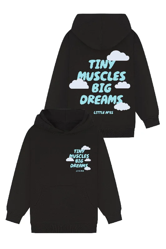 Fleece - lined men hoodie for extreme cold weather Little Apes Tiny Muscles Big Dreams Hoodie - Black